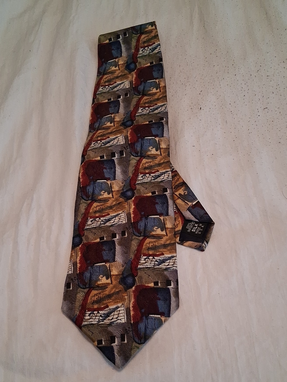 Vintage J. Garcia Men's Patterned Silk Tie in Multicolor Office, Colorful